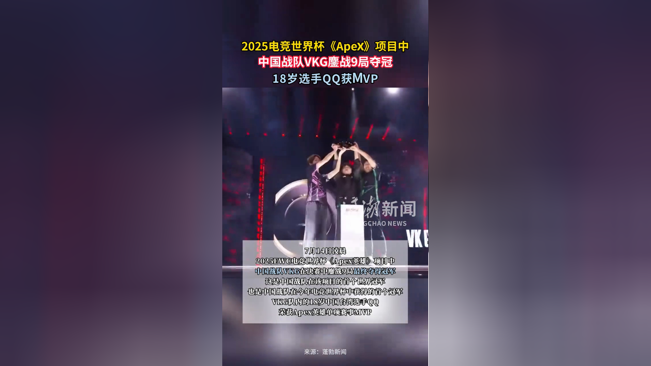 中国电竞新王加冕！VKG勇夺电竞世界杯《Apex》冠军